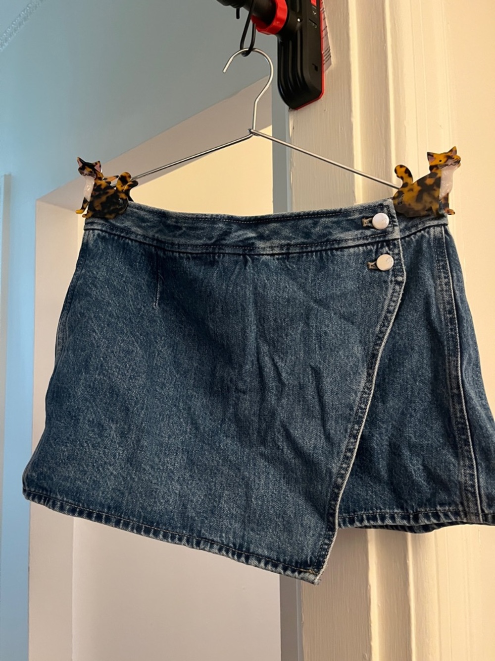 Madewell Denim Wrap Mini Skort - Dark Blue